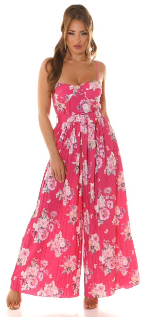 Kouca pleated Overall with floral Print Pink